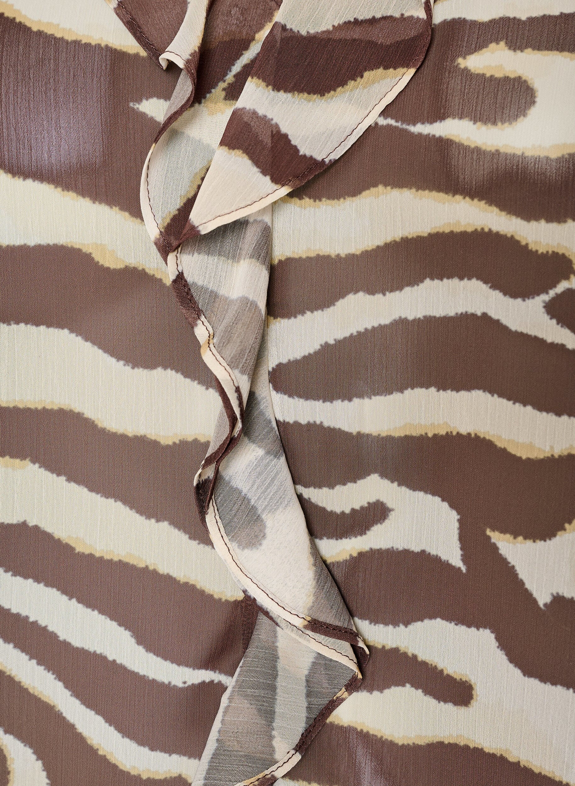 ZizziChiffon blouse met zebraprint en ruches, Bruin, Packshot image number 3