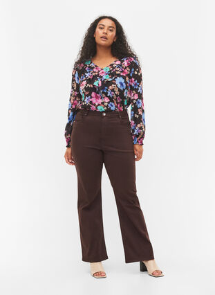 Bloemen blouse met kwastjes details, Bright Fall Print, Model image number 1