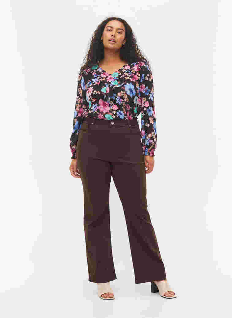 Bloemen blouse met kwastjes details, Bright Fall Print, Model image number 1