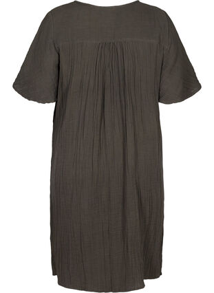 Katoenen jurk met korte mouwen en borduursel, Khaki As Sample, Packshot image number 1