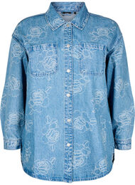 Denim jasje met bloemen, Light Blue Denim