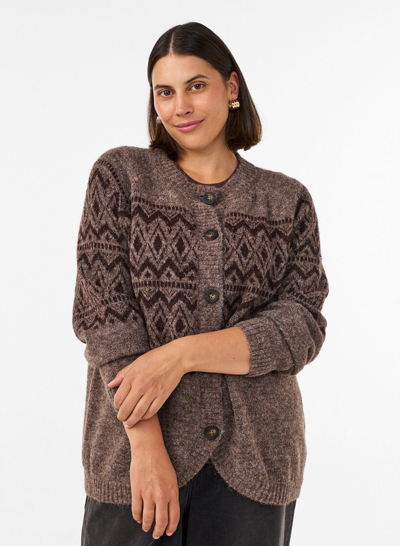 Vest met jacquardpatroon, Bruin, Model image number 0