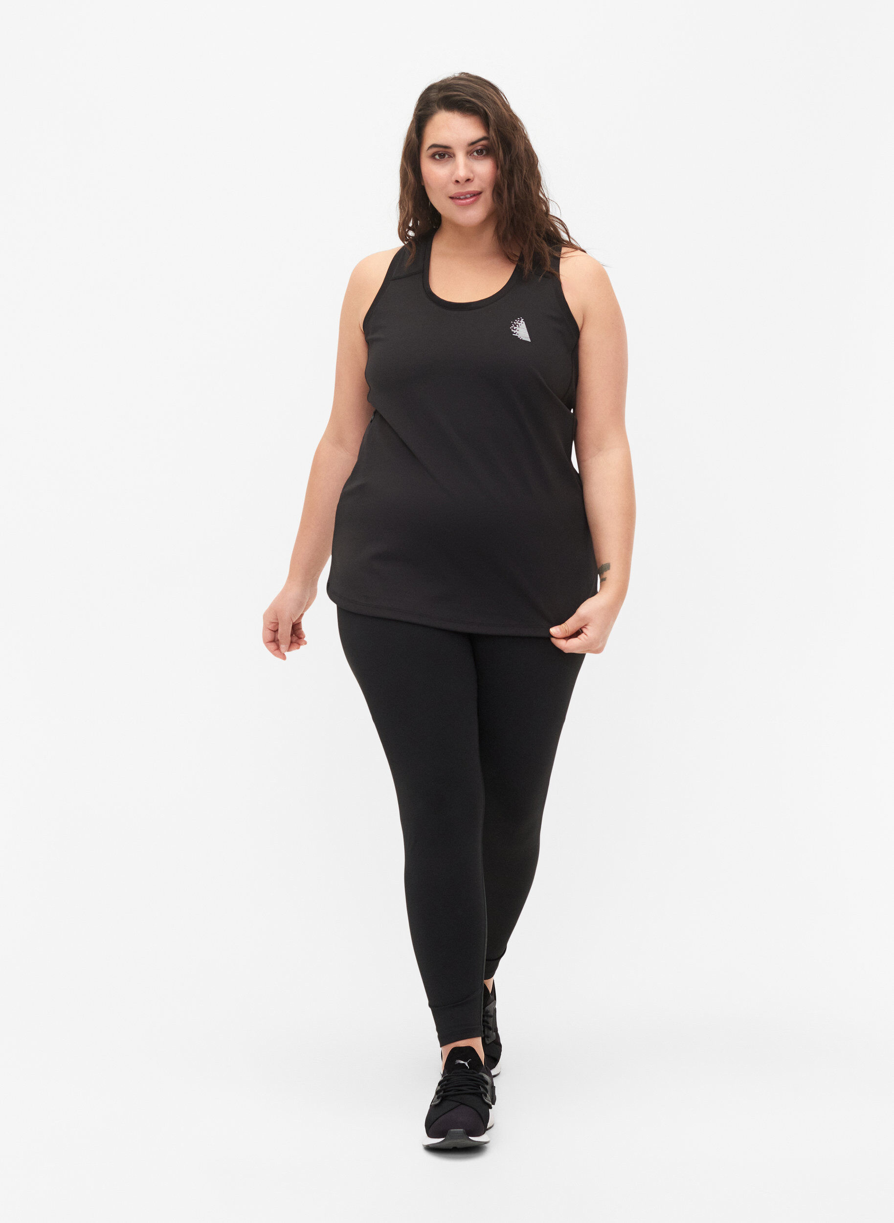 Zizzi Sporttop met racerback rug en mesh, Black, Model image number 3
