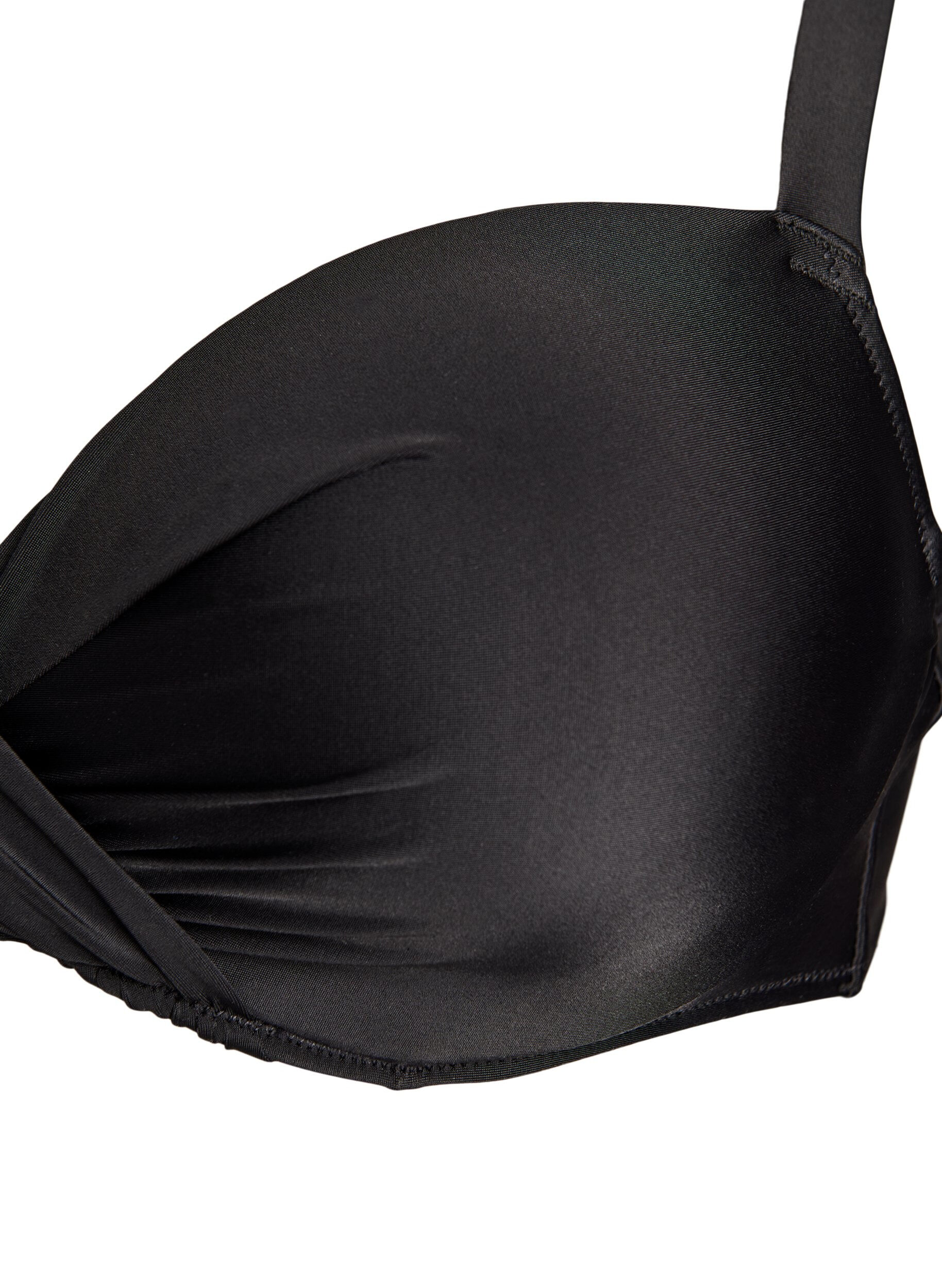 Zizzi Bikini top met beugel en plooien, Zwart, Packshot image number 2