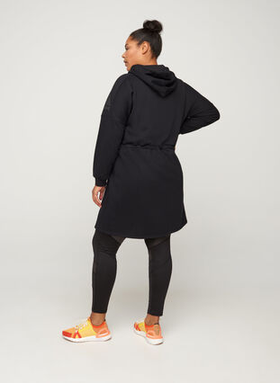 Sweat jurk met capuchon, Black, Model image number 1