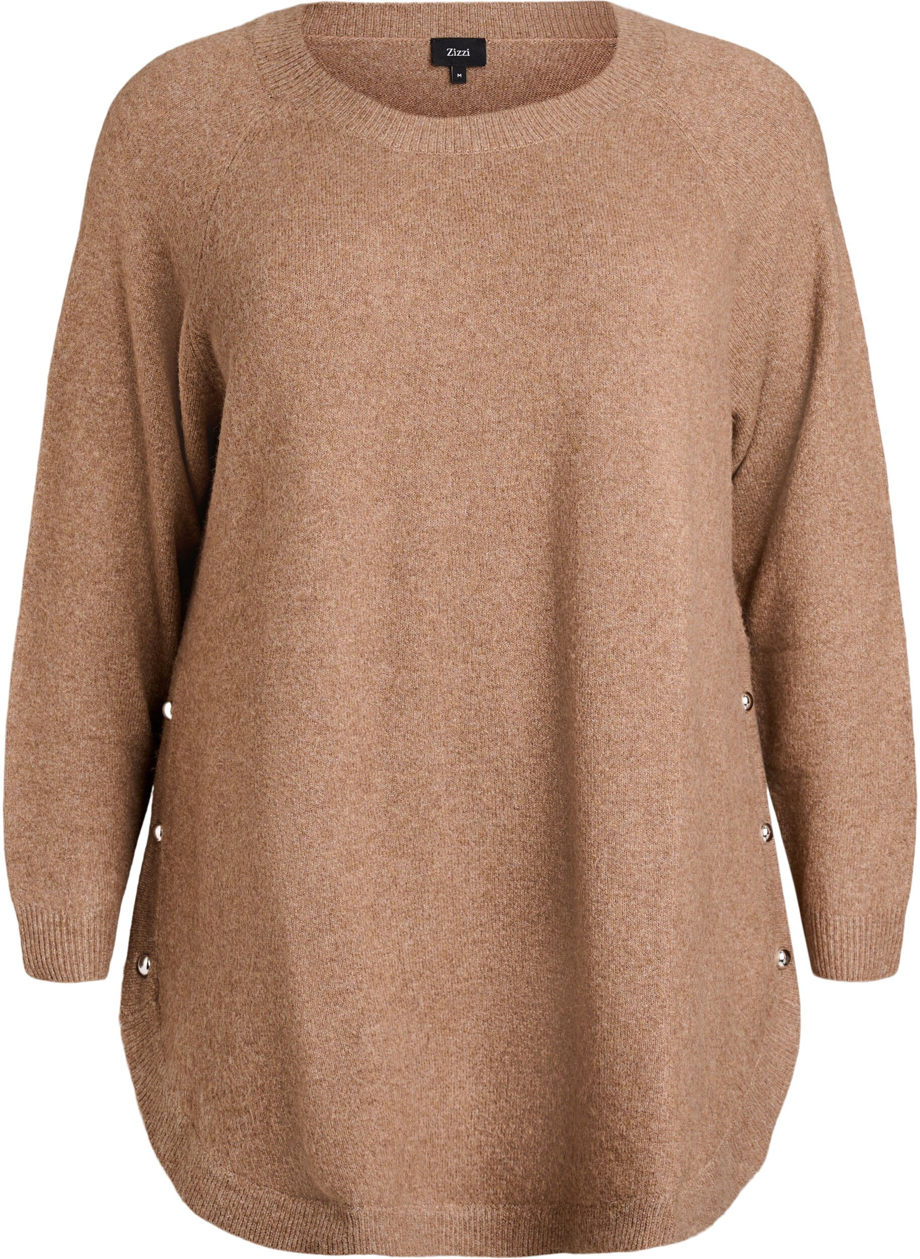 Lange gebreide blouse met balknopen