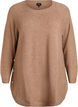 Lange gebreide blouse met balknopen, Bruin, Packshot image number 0