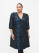 Jacquard wikkeljurk met 3/4 mouwen, Black Blue, Model image number 0