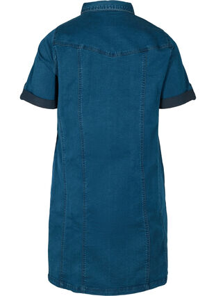 Denim jurk met korte mouwen, Blue denim, Packshot image number 1