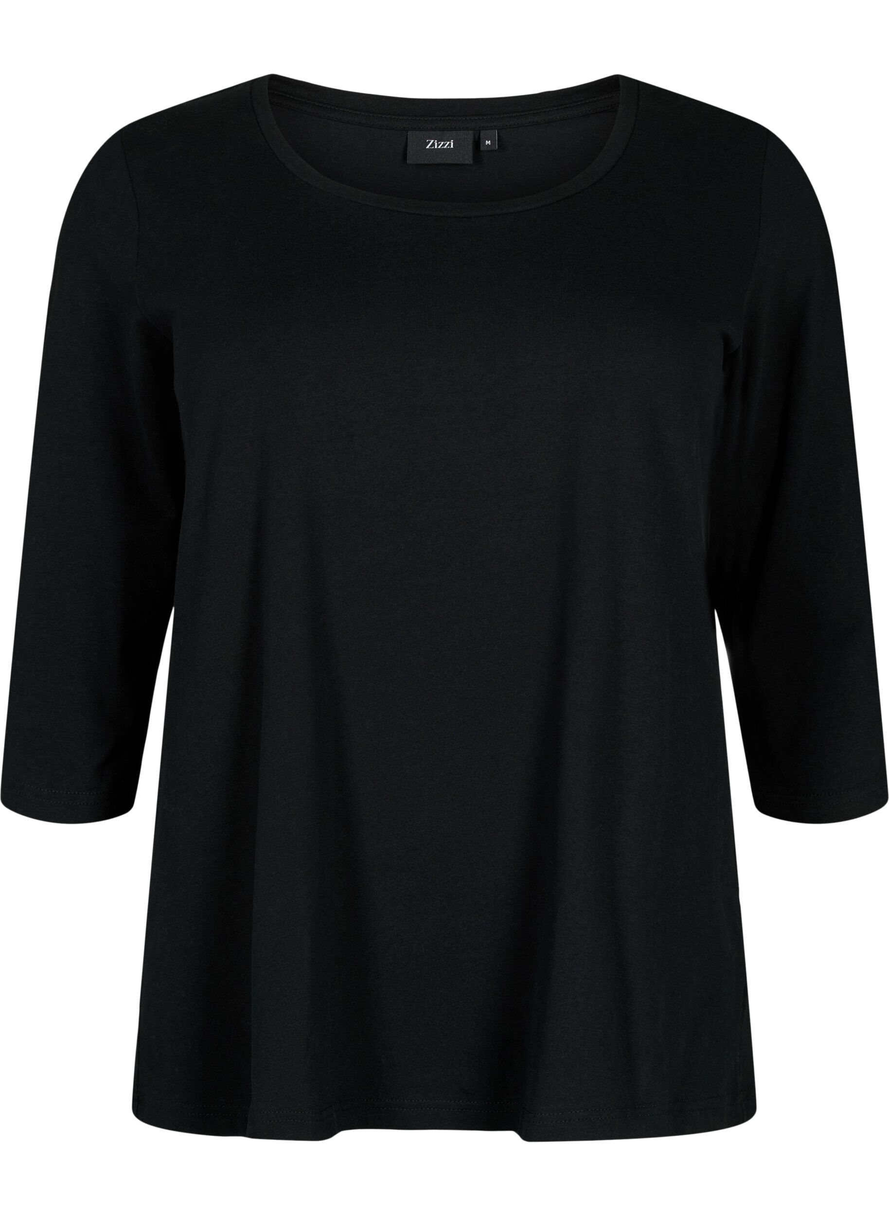 Basic katoenen t-shirt met 3/4 mouwen