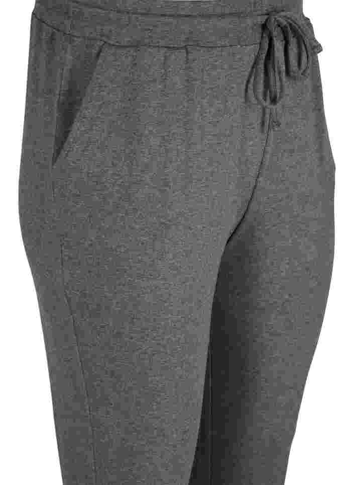 Gemêleerde broek met trekkoord en steekzakken, Black Melange, Packshot image number 2