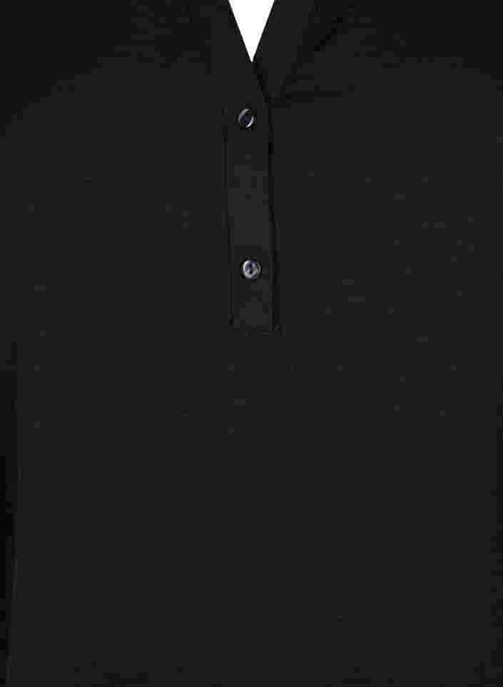 Top met lange mouwen en v-halslijn, Black, Packshot image number 2