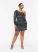 Korte one-shoulder jurk met pailletten, Black/Silver Sequins, Model image number 3