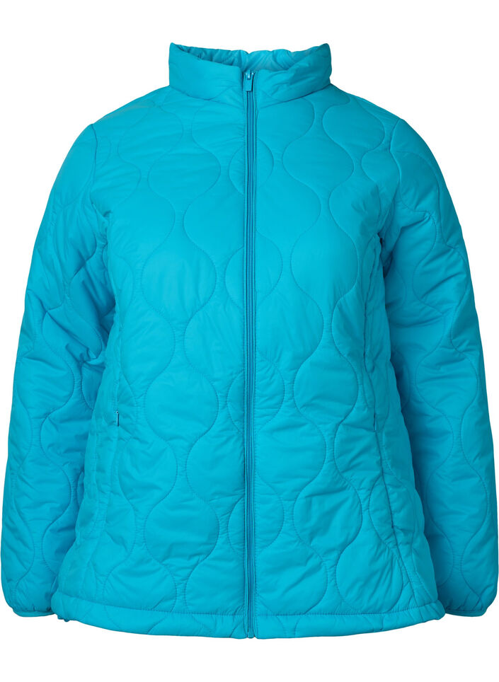 Doorgestikte jas met rits en zakken, River Blue, Packshot image number 0