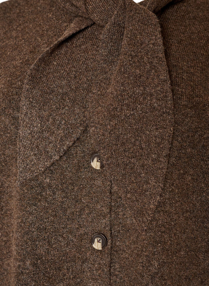 Cardigan met strikjes en knopen, Bruin, Packshot image number 2