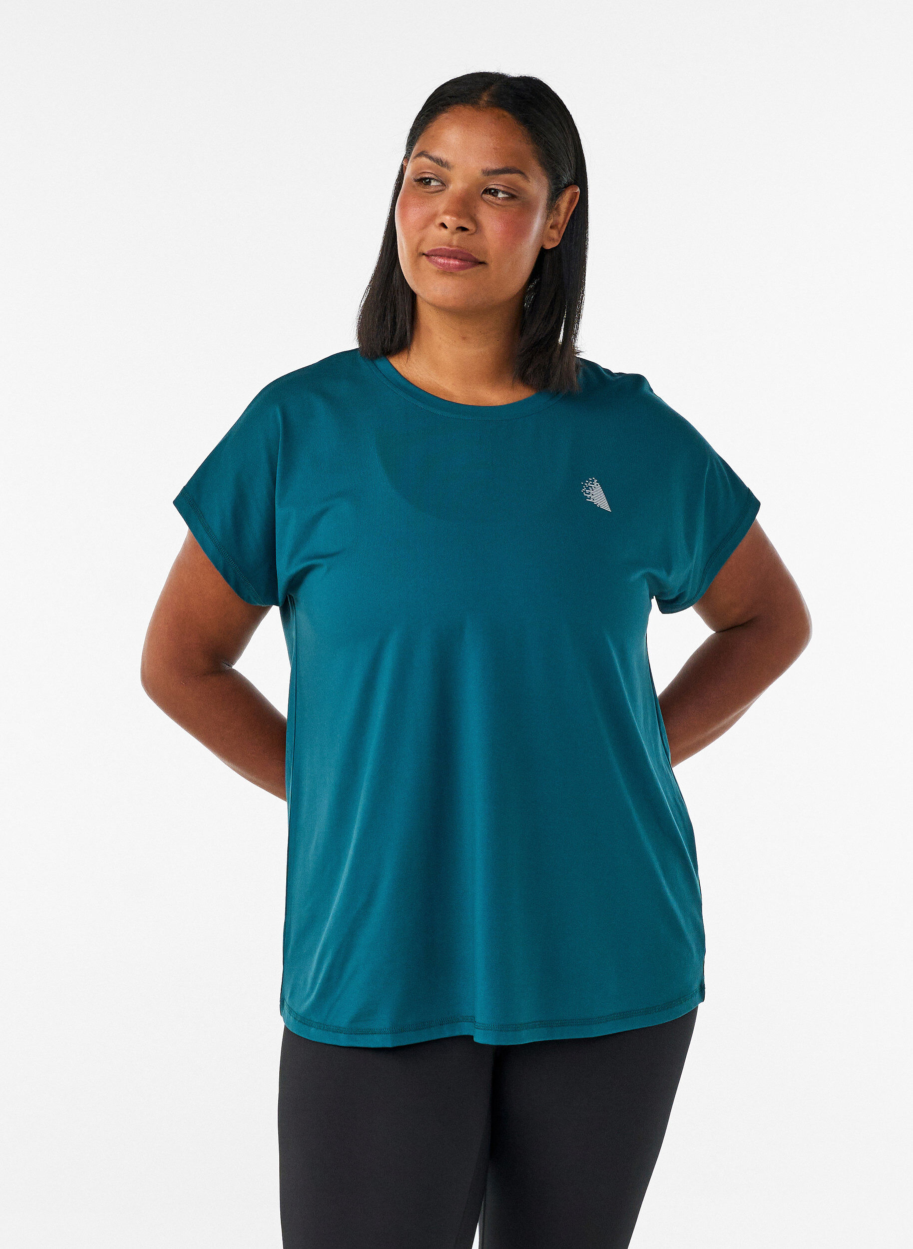 Effen gekleurd trainingsshirt, Groen, Model
