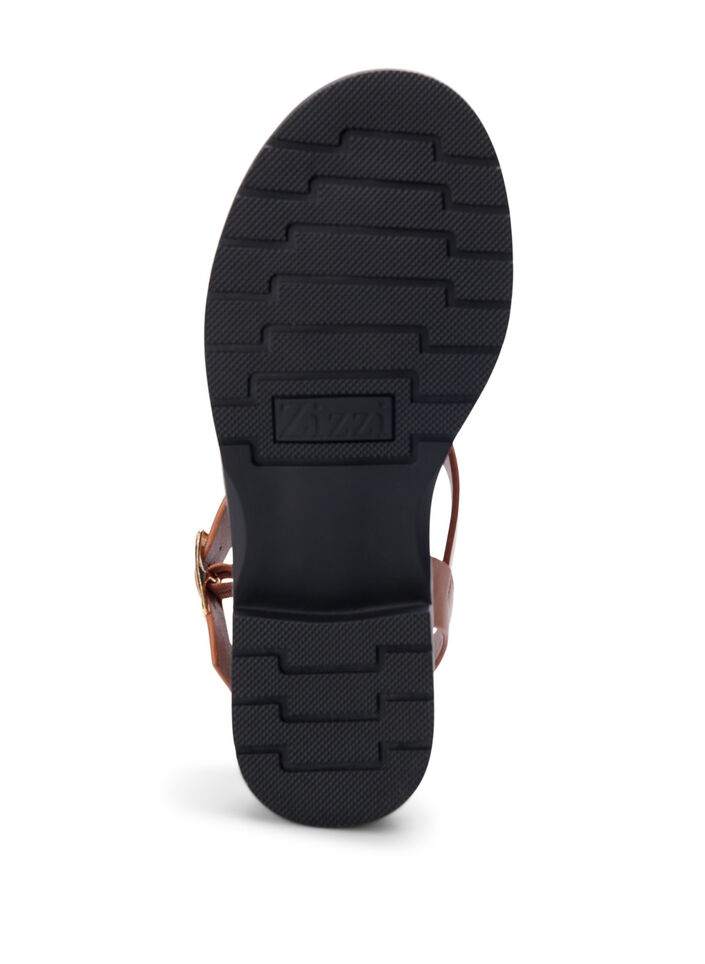 Leren zomersandalen met een brede pasvorm, Friar Brown, Packshot image number 5
