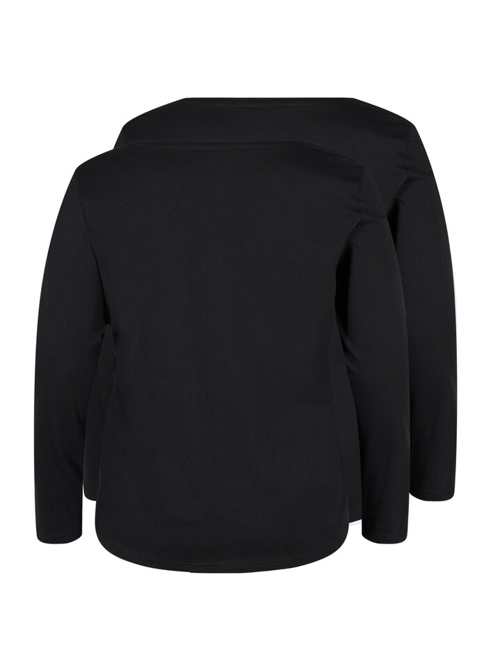 Set van 2 basic tops in katoen , Black/Black, Packshot image number 1