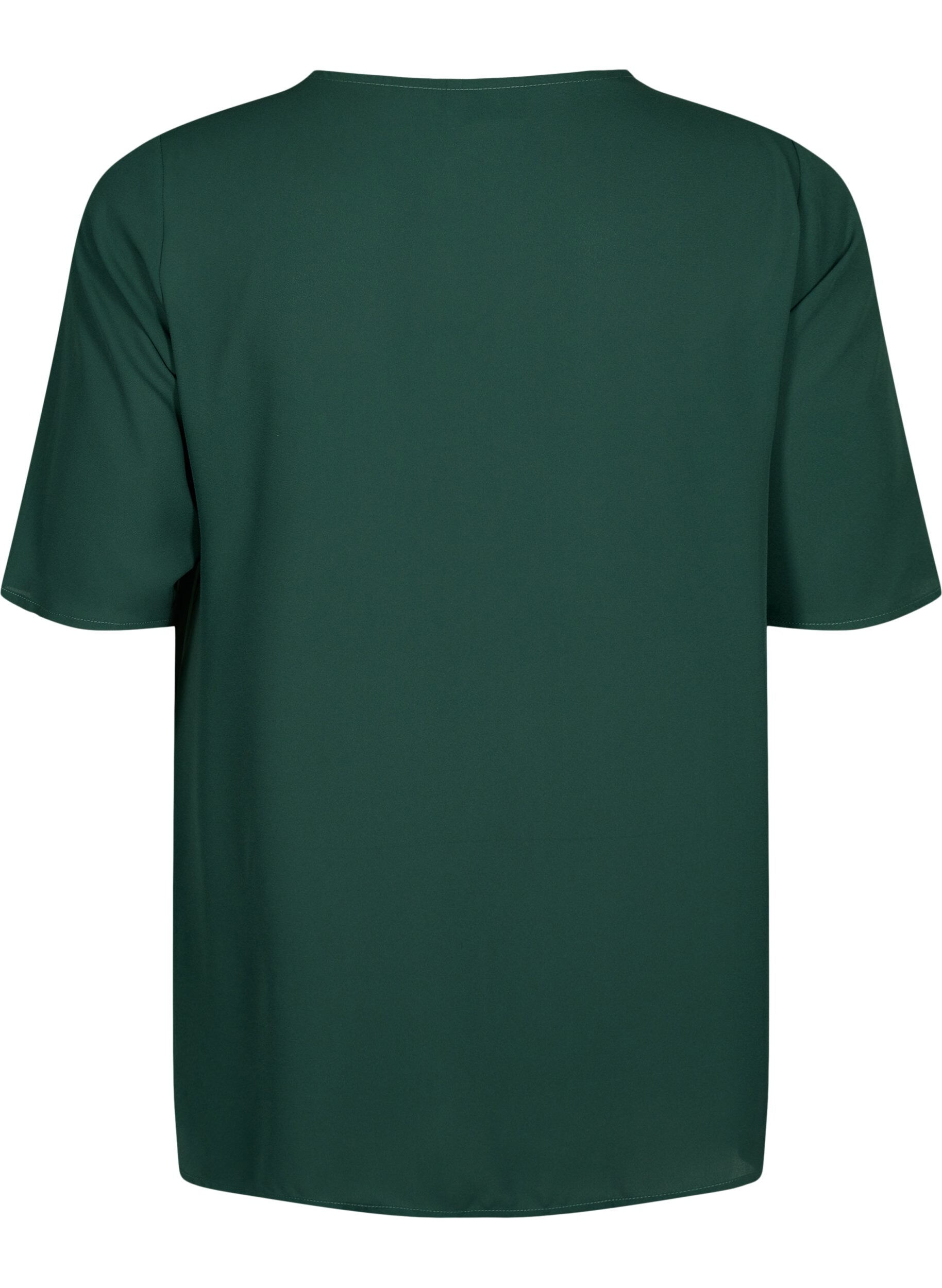 Zizzi V-hals blouse met rits, Scarab, Packshot image number 1