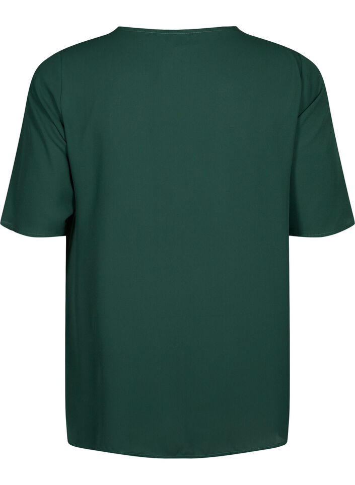 V-hals blouse met rits, Scarab, Packshot image number 1