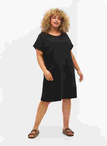 2-pack katoenen jurk met korte mouwen, Black/Black, Model image number 2
