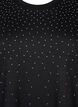 T-shirt met strass-steentjes en ronde hals, Zwart, Packshot image number 2