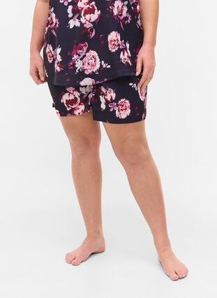 Pyjama shorts met patroon en trekkoord, Voilet Flower AOP, Model image number 2