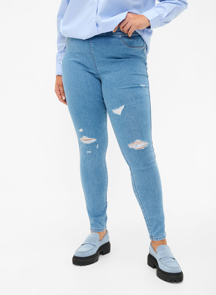 Gescheurde jeggings, Light Blue, Model image number 2