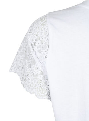 Katoenen t-shirt met korte kanten mouwen, Bright White, Packshot image number 3