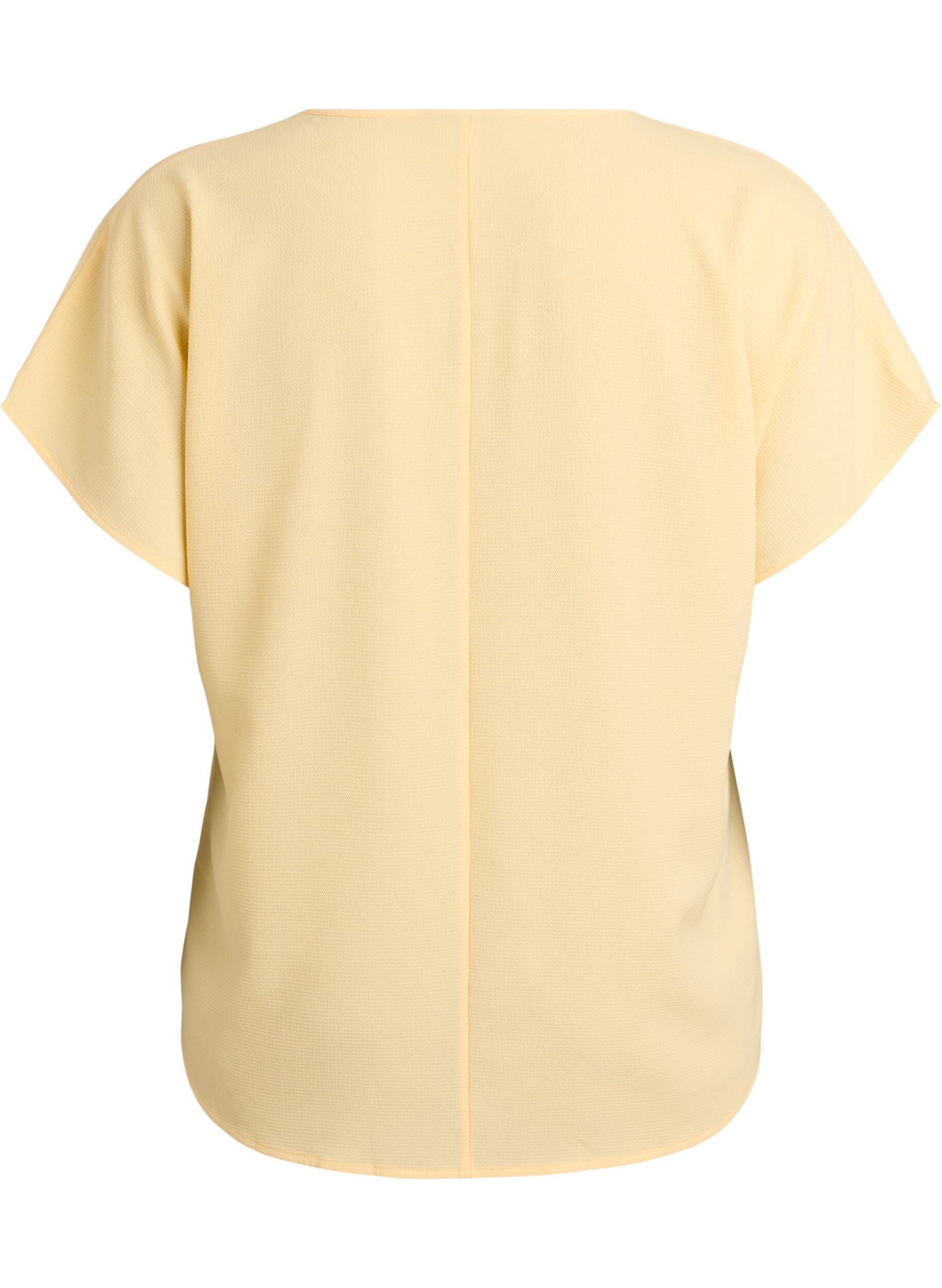 Zizzi Blouse met korte mouwen en een ronde halslijn, Geel, Packshot image number 1
