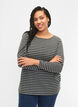 Blouse met ronde hals en gestreept patroon, Black Stripe, Model image number 0
