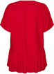 Losse tuniek met gekreukte structuur en rucherand, Rood, Packshot image number 1
