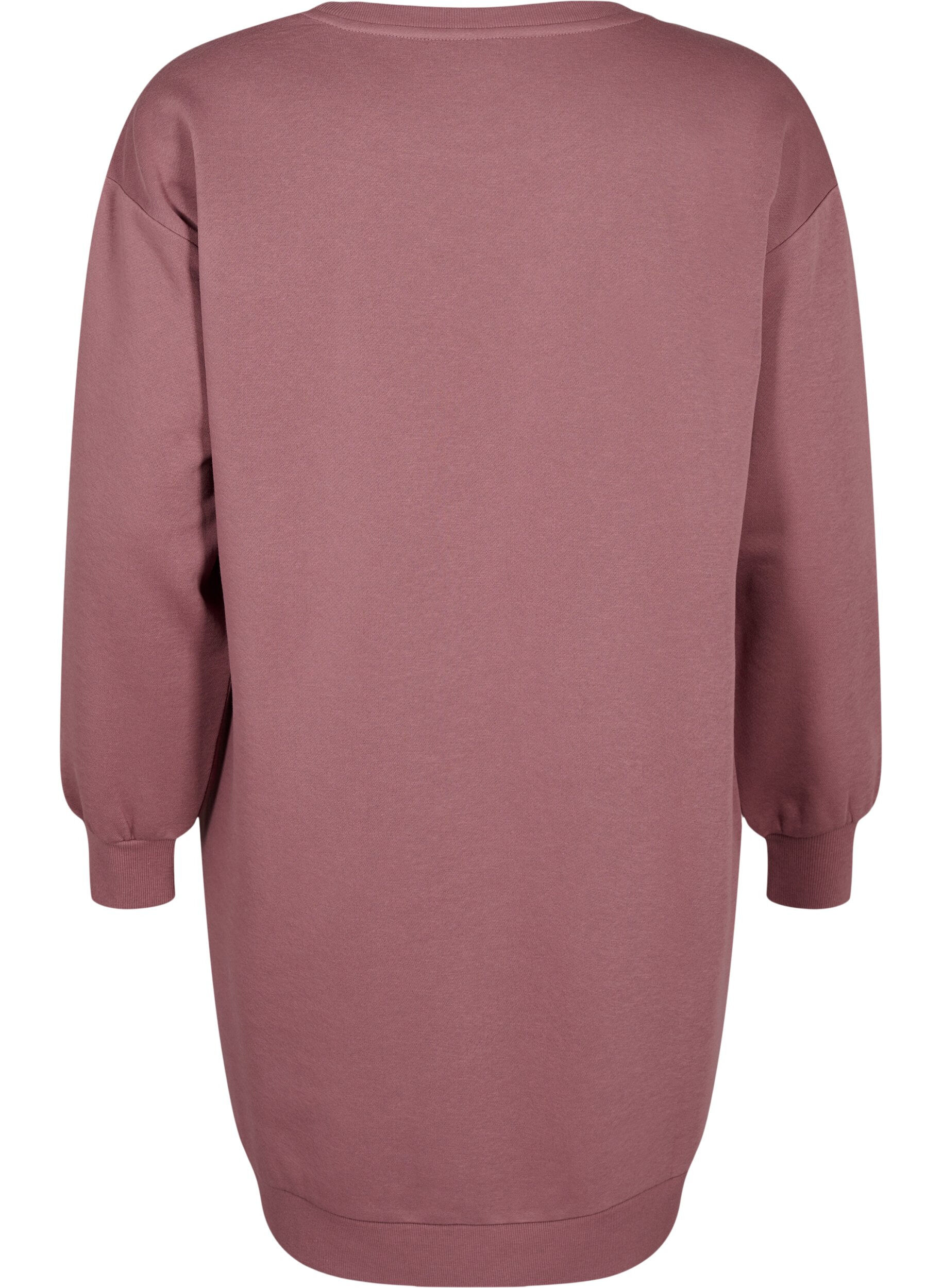 Zizzi Sweater-jurk met geborduurde details, Rose Brown, Packshot image number 1