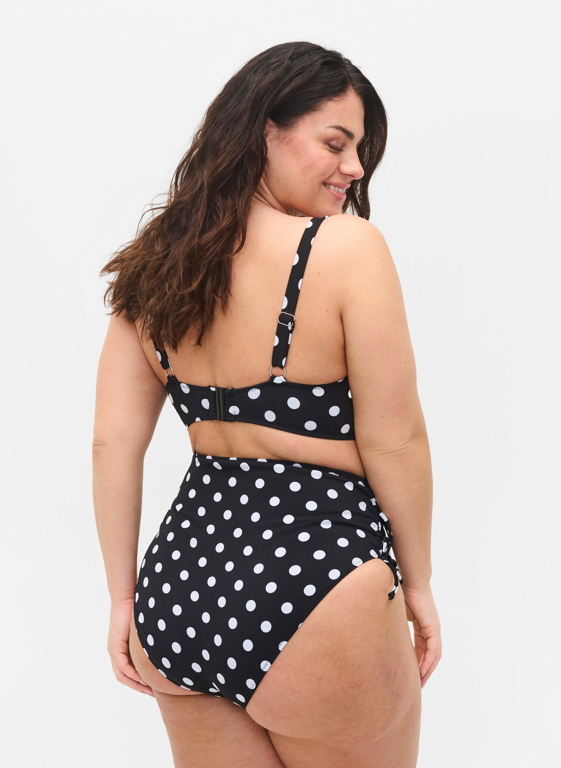 Zizzi Druk bikini bodems met een hoge taille, Dotted Print, Model image number 1