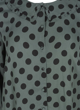 Lange viscose blouse met stippen, Thyme Dot, Packshot image number 2