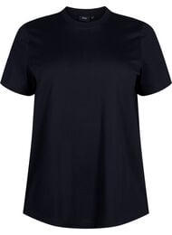 Basic katoenen T-shirt met ronde hals, Zwart