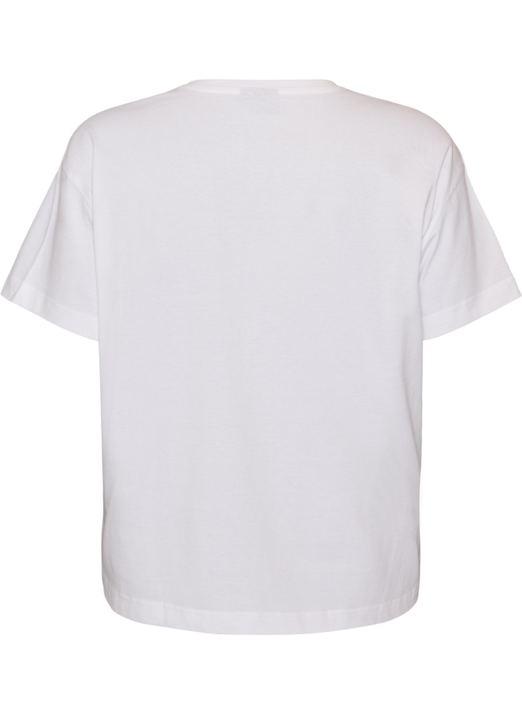 Zizzi100% katoenen T-shirt met korte mouwen en print, Wit, Packshot image number 1