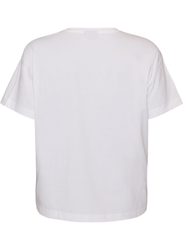 100% katoenen T-shirt met korte mouwen en print, Wit, Packshot image number 1