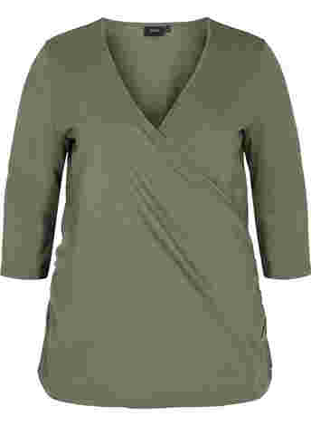 Katoenen blouse met 3/4 mouwen en wikkel