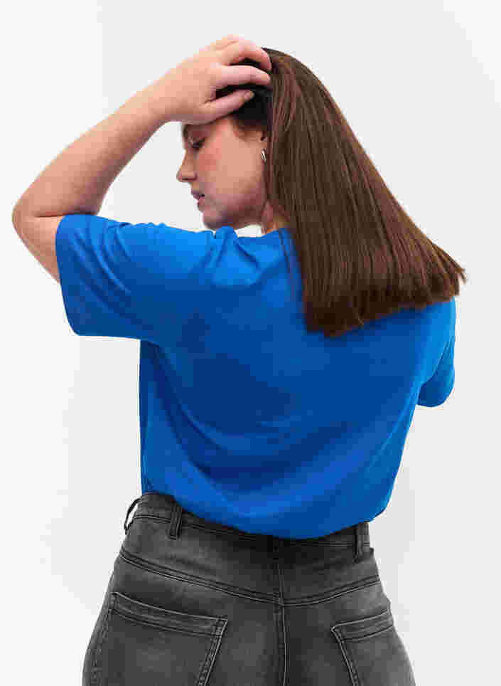 T-shirt in biologisch katoen met v-hals, Princess Blue, Model image number 1