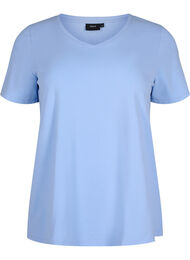 Basic t-shirt in effen kleur met katoen, Serenity