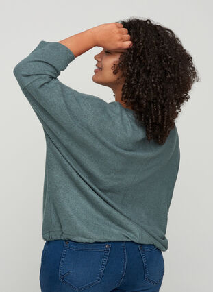 Gemêleerde blouse met verstelbare onderkant, Balsam Green Mel , Model image number 1