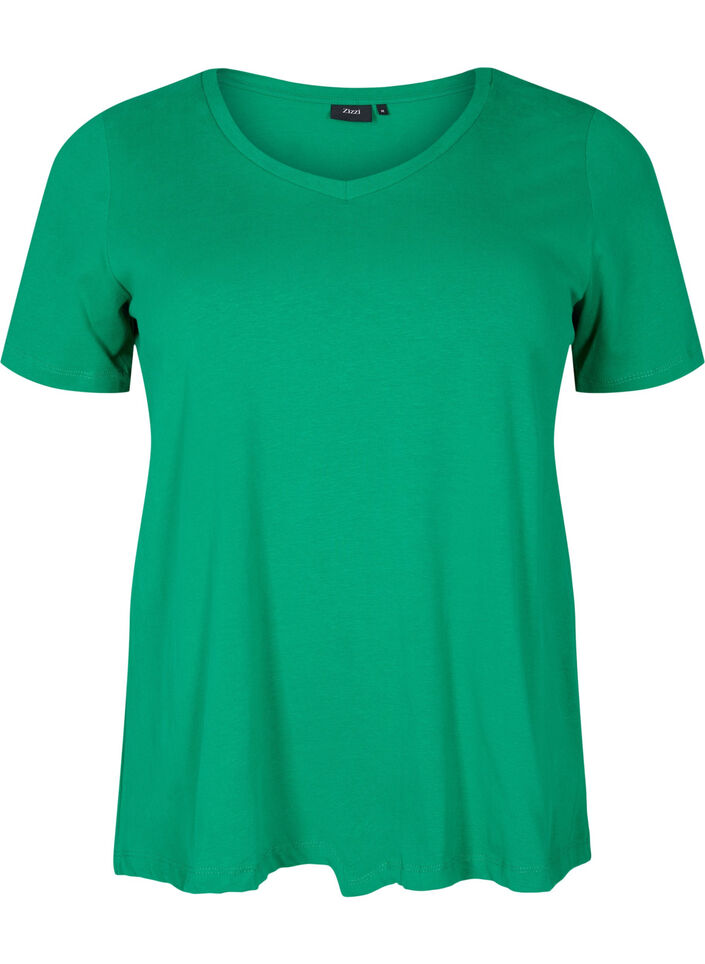 Basic t-shirt in effen kleur met katoen, Jolly Green, Packshot image number 0