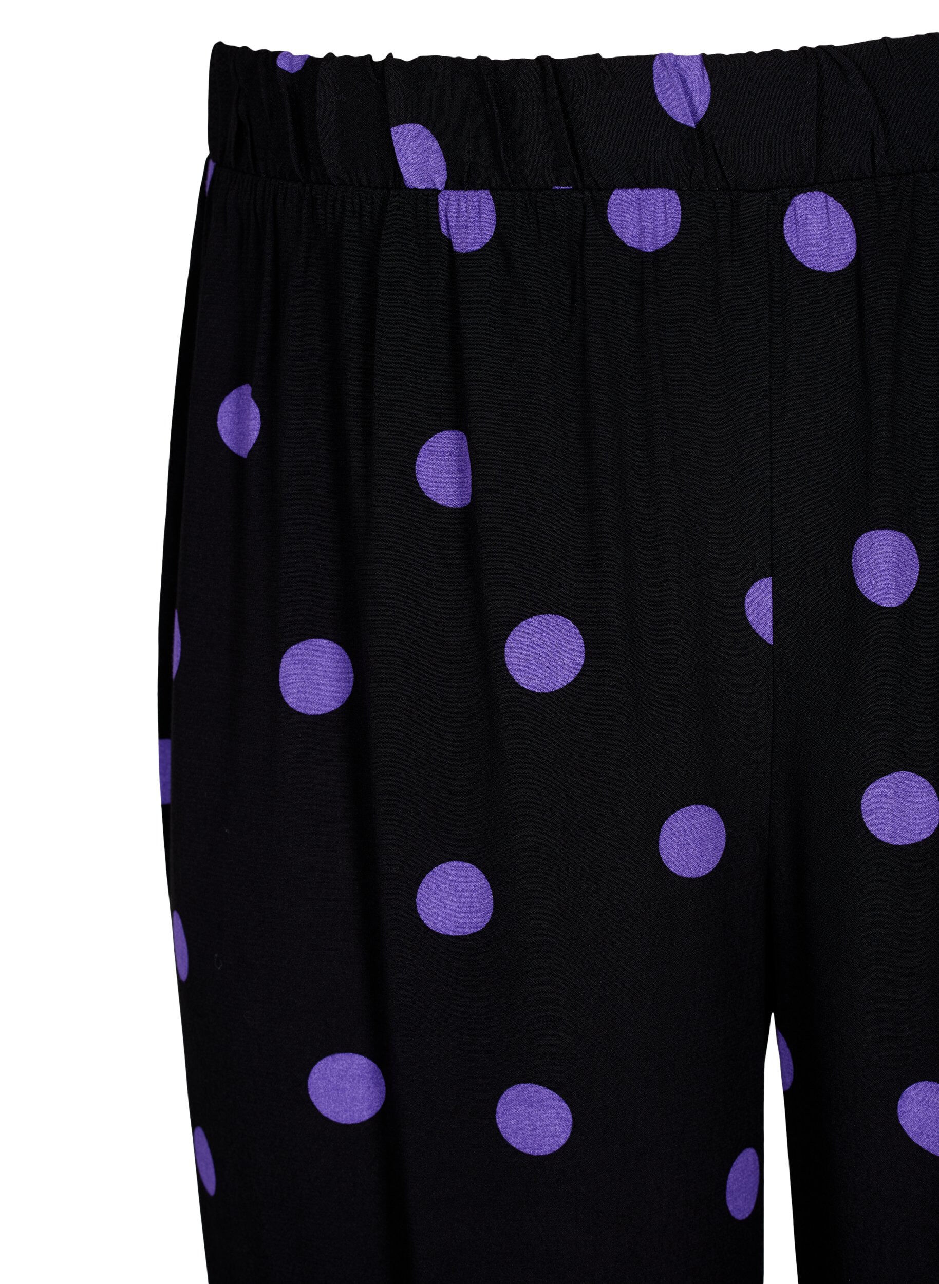 Zizzi Viscose broek met stippen, Black w. Purple Dot, Packshot image number 2