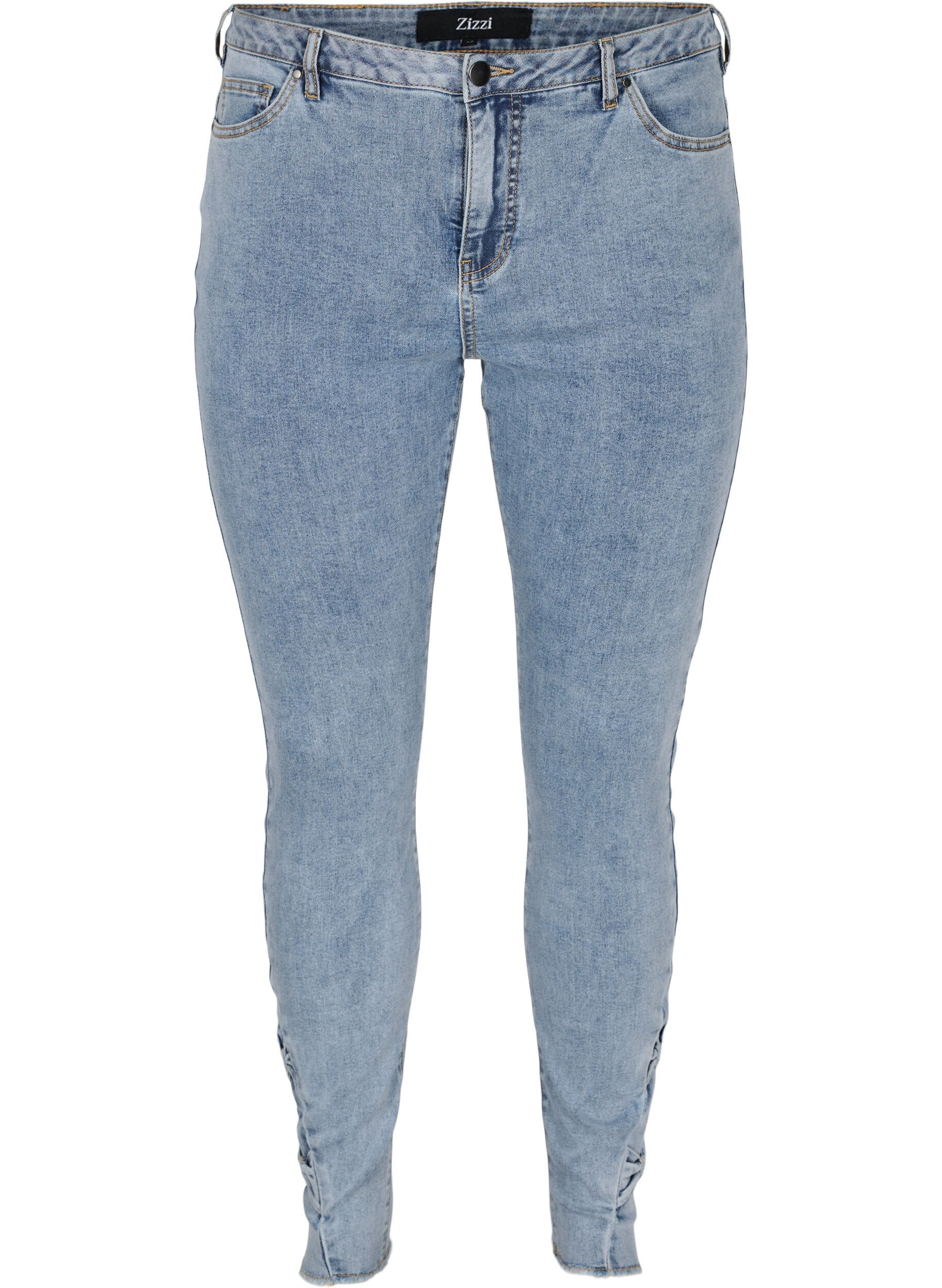 Zizzi Cropped Amy jeans met strikjes, Light blue, Packshot image number 0