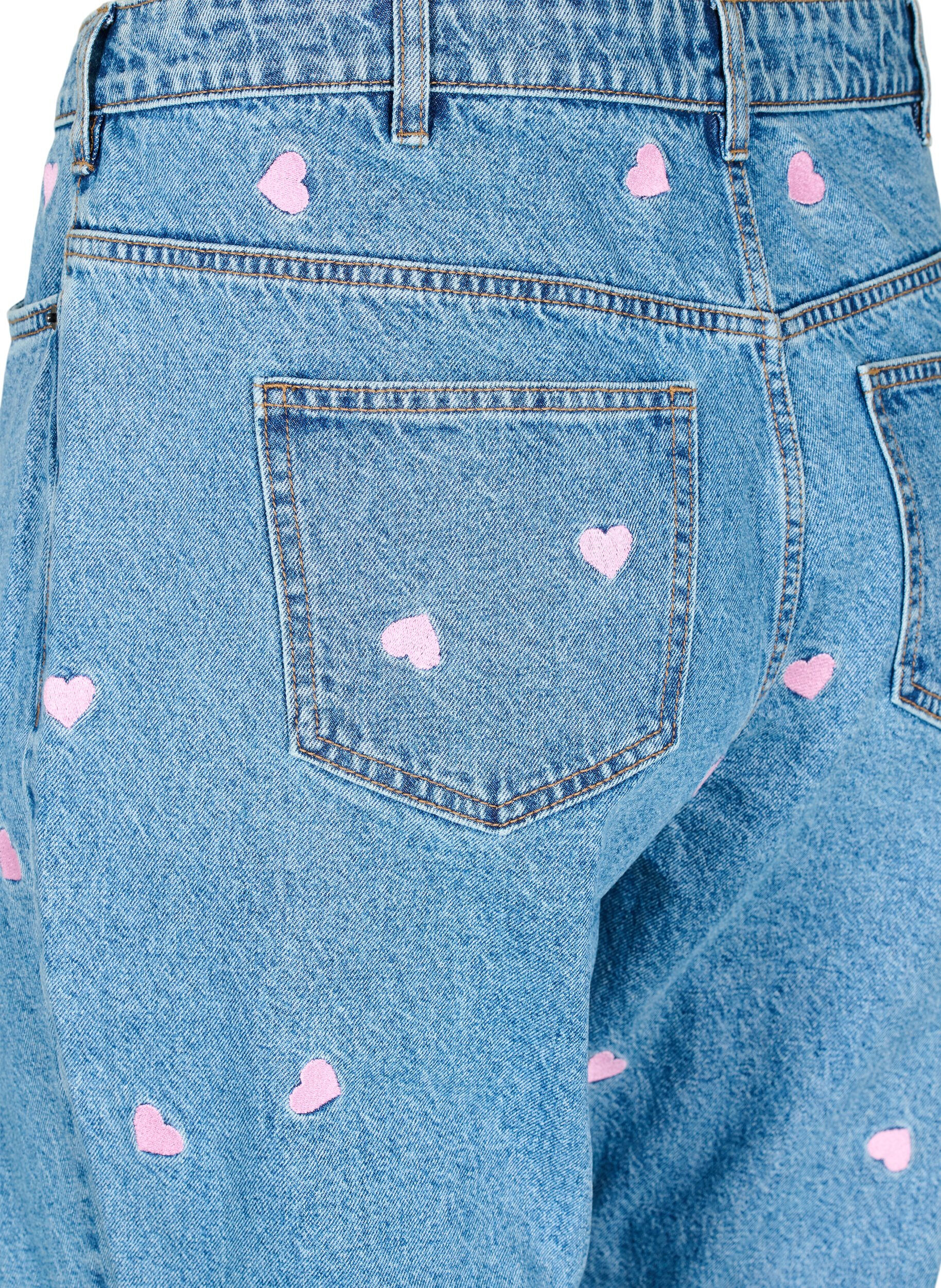 Zizzi Hoge taille Gemma jeans met lippen, Blauw, Packshot image number 3