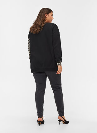 Sweatshirt met print details, Black Grey Zebra, Model image number 1