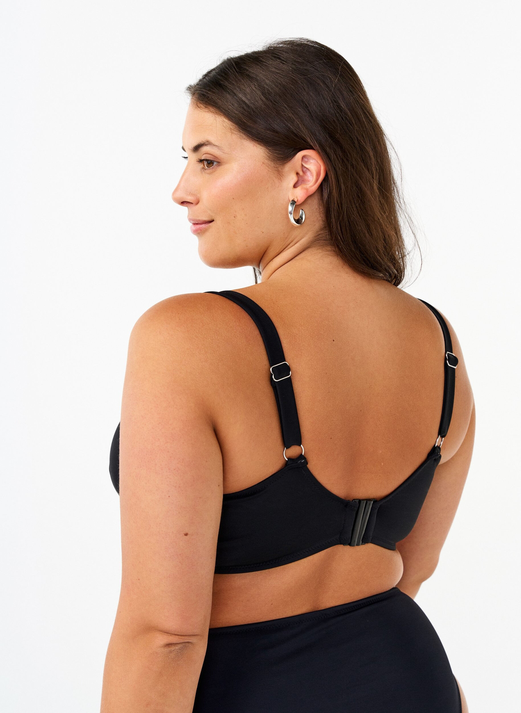 Zizzi Bikini-bh met beugel en drapering, Zwart, Model image number 1