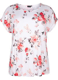 Viscose blouse met korte mouwen en bloemen