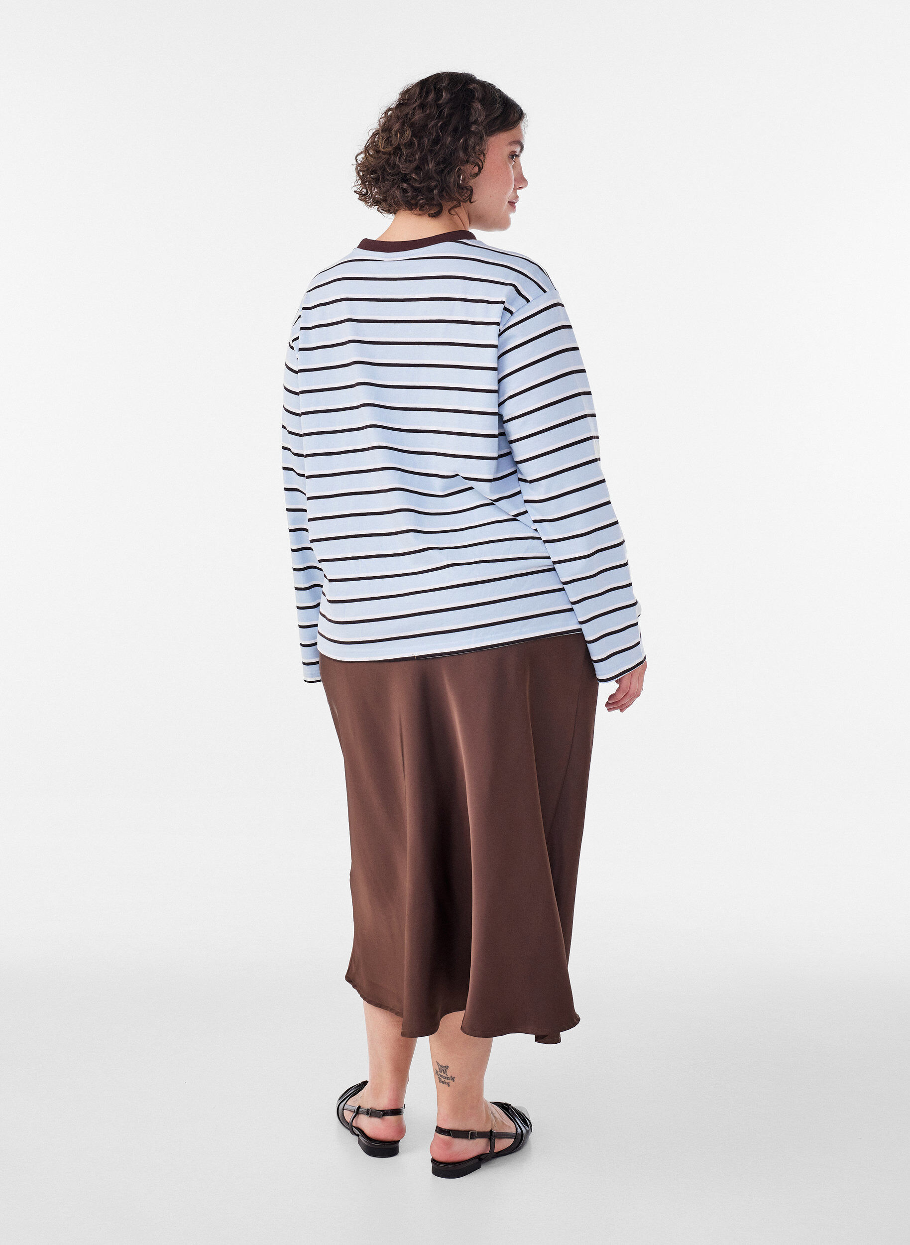 ZizziBasic T-shirt met lange mouwen, Blauw, Model image number 2